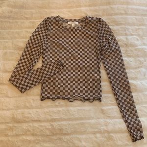 Long sleeve sheer checkered shirt